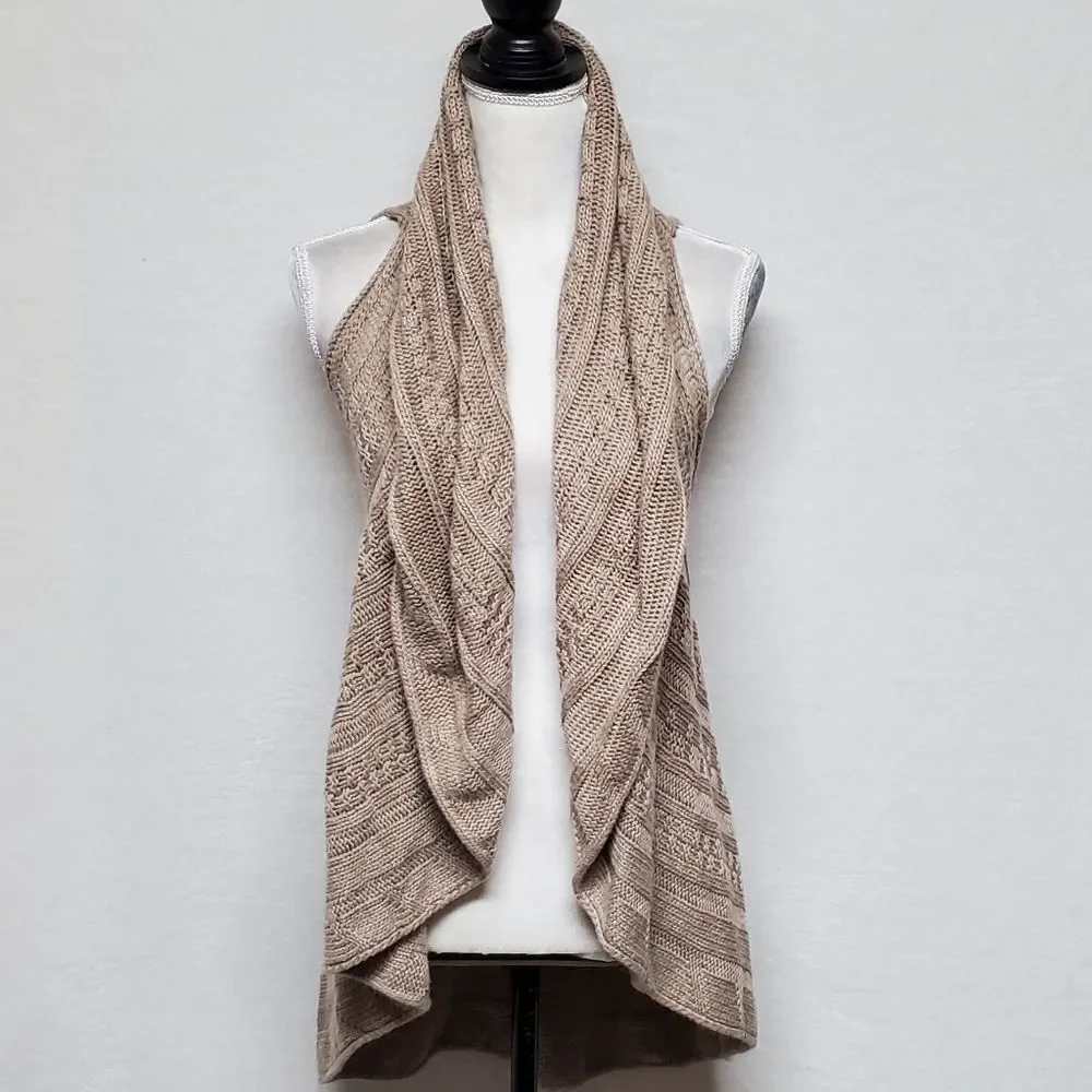 STITCH Fix Market & Spruce Boho Multi-Knit Sleeveless Round Open Front Cardigan